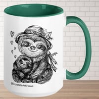 Image 3 of Loving Sloth Mom and Sloth Baby Coffee Mug Art by CrystalsArtPaws