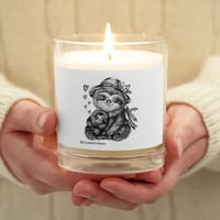 Cozy Candle with Loving Sloth Mom and Baby Art by CrystalsArtPaws