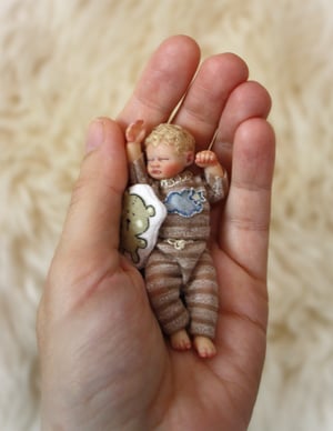 Image of OOAK 1/12 Scale Miniature Realistic Little Boy "Noah"
