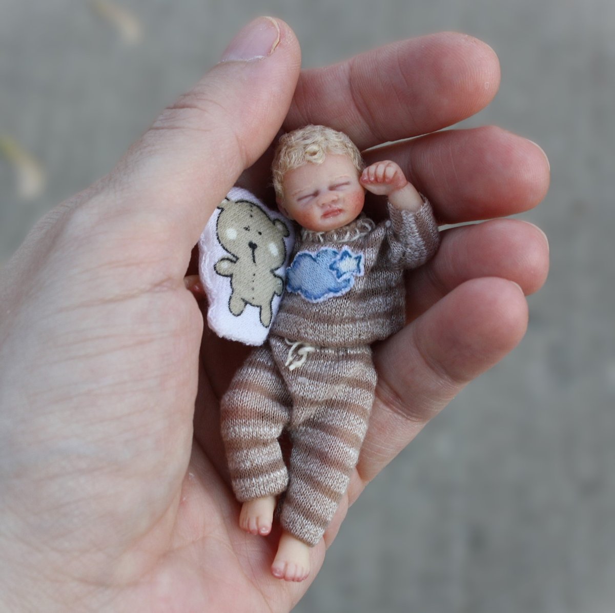Image of OOAK 1/12 Scale Miniature Realistic Little Boy "Noah"