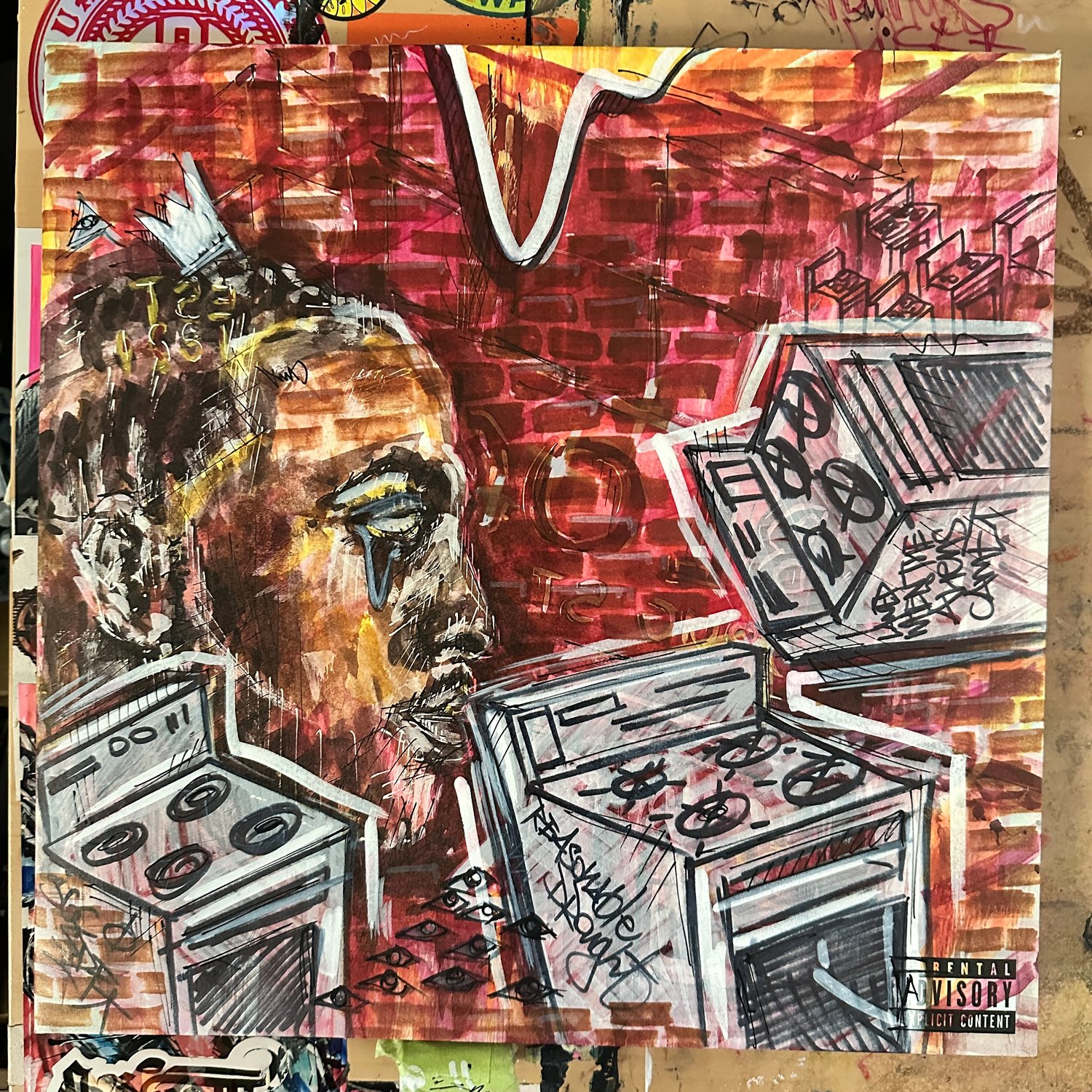 STOVE HAS EYES. 1 of 1 HAND PAINTED REASONABLE DROUGHT GATEFOLD VINYL COVER