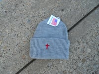 Image 5 of CROSS BEANIE GREY
