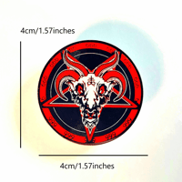 Image 2 of Large Beautifully Made Red Baphomet Pentagram Symbol Enamel Pin 
