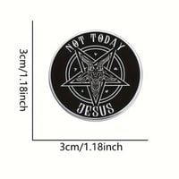 Image 2 of Not Today Jesus Pentagram Enamel Pin
