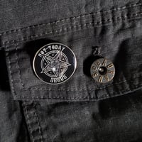 Image 4 of Not Today Jesus Pentagram Enamel Pin