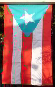 Image of Bandera de Puerto Rico 40"x25" -Azul cielo - *HECHA A MANO*