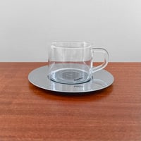 Image 1 of Signe Persson-Melin Boda Nova Glass Coffee Cup with Steel Saucer