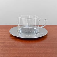 Image 1 of Signe Persson-Melin Boda Nova Glass Tea Cup with Steel Saucer