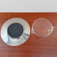 Image 4 of Signe Persson-Melin Boda Nova Glass Tea Cup with Steel Saucer