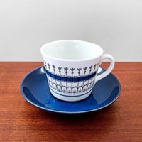 Image 1 of Upsala-Ekeby/Gefle Smide Blue Coffee Cup with Saucer