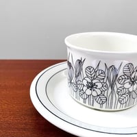 Image 2 of Arabia Finland Krokus Black and White Tea Cup with Saucer