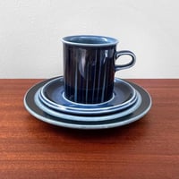Image 1 of Arabia Finland Kosmos Blue Coffee Cup Trio Set