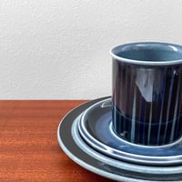 Image 2 of Arabia Finland Kosmos Blue Coffee Cup Trio Set