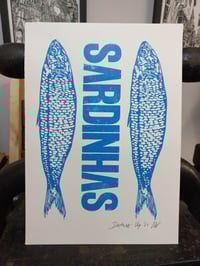 Image 2 of Sardinhas / Sardines Letterpress and Linocut print