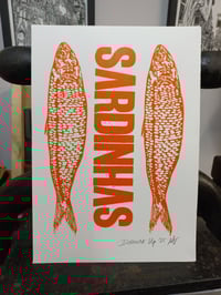 Image 3 of Sardinhas / Sardines Letterpress and Linocut print
