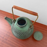 Image 4 of Stig Lindberg Gustavsberg Turquoise Stoneware Teapot