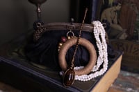 Image 4 of Beige hemp mahogany obsidian hair pin