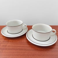 Image 1 of Arabia Finland Fennica Tea Cups with Saucers