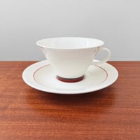 Image 1 of Arabia Finland Harlekin Red Hat Tea Cup with Saucer