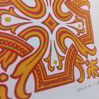 Image 2 of Portuguese Tile (Azulejo) Reduction Linocut - Yellow and Red