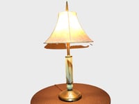 Image 1 of Art Deco Green Jadite Glass Lamp with Brown Slag Swirls, Early 1900's Lighting. #843