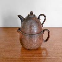 Image 1 of Gunnar Nylund Rörstrand Dark Brown Stoneware Double Teapot