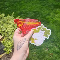 Image 2 of White Cat with Plants Sticker