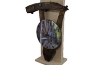 Image 4 of Vintage Country Wagon Wheel Clock, Authentic Weathered Wood, #599