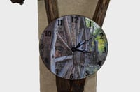 Image 2 of Vintage Country Wagon Wheel Clock, Authentic Weathered Wood, #599
