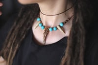Image 4 of Collana con Punte di Corno -capriolo e turchese-