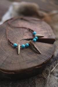Image 3 of Collana con Punte di Corno -capriolo e turchese-