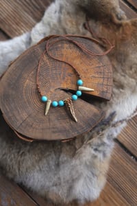 Image 5 of Collana con Punte di Corno -capriolo e turchese-