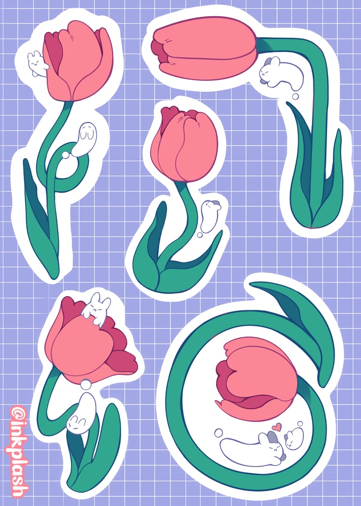 Image of Tulips and Bunnies Sticker Sheet