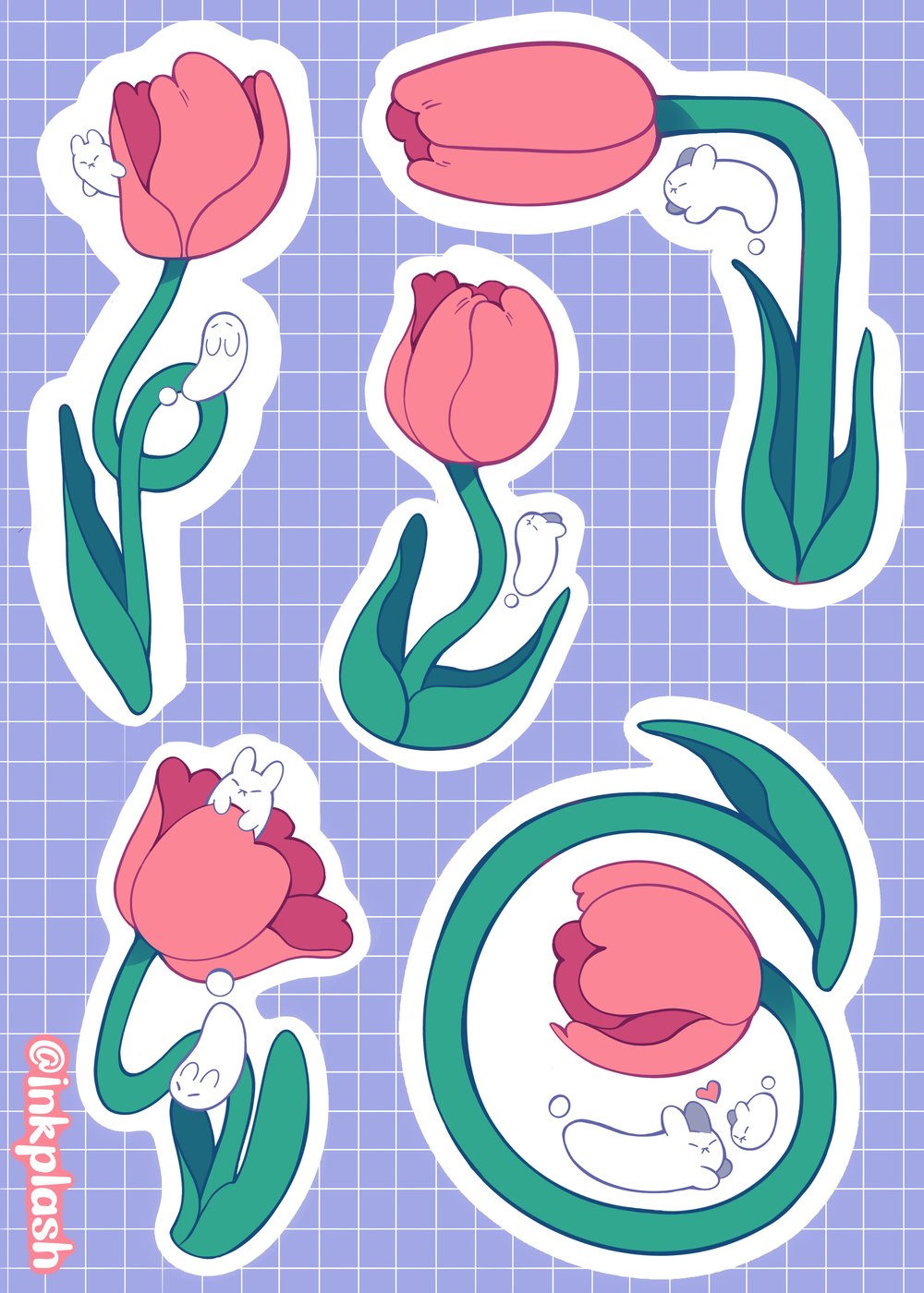 Image of Tulips and Bunnies Sticker Sheet