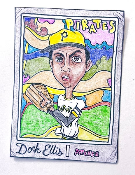 Image of Original pencil artwork—Dock Ellis (1970 psychedelic)