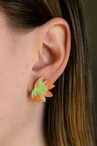 Image 3 of Peach Marble Lotus Studs 