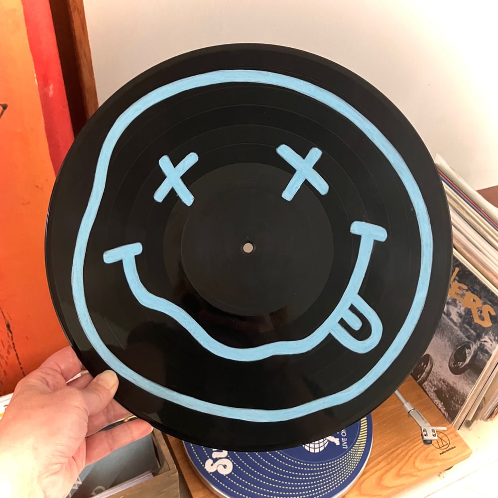 Image of Vinyle Smiley Nirvana bleu