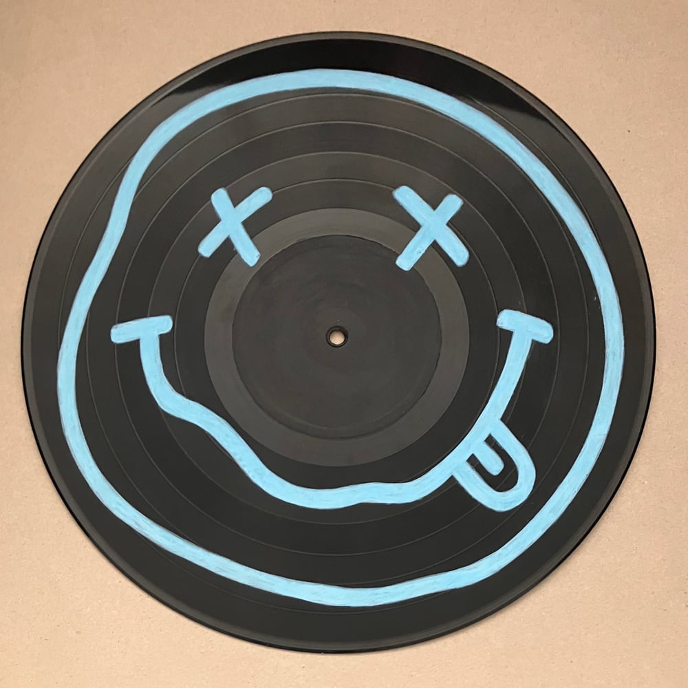 Image of Vinyle Smiley Nirvana bleu