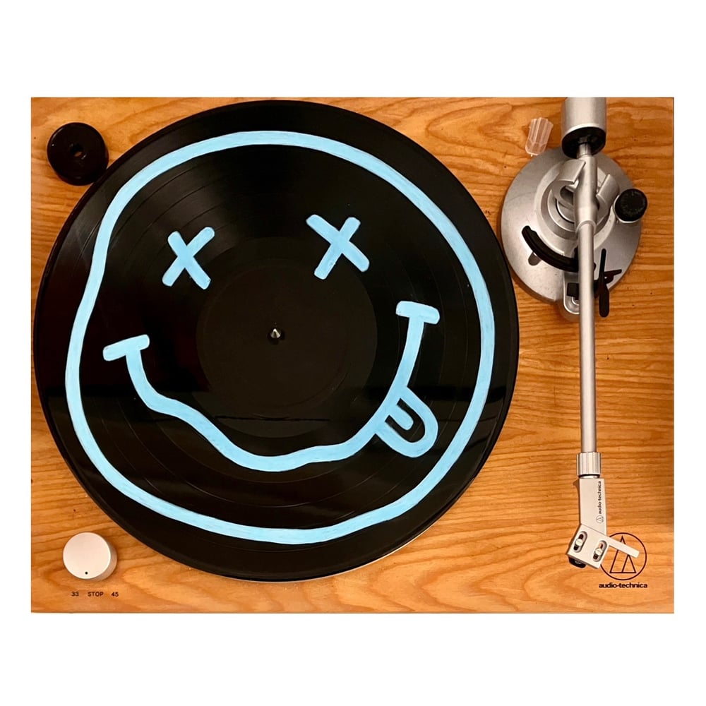 Image of Vinyle Smiley Nirvana bleu