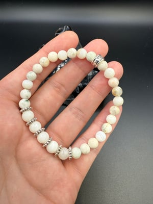 6mm White Calcite and Tree Agate Stretch Bracelet