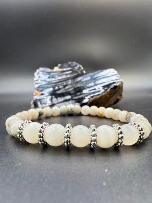 6mm White Calcite and Tree Agate Stretch Bracelet