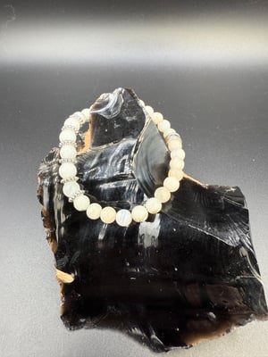 6mm White Calcite and Tree Agate Stretch Bracelet