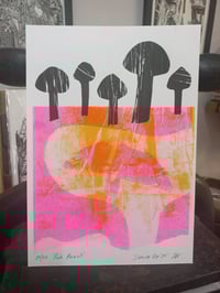 Pink Parasol Mushroom Riso Print