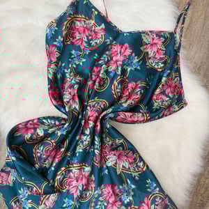 Image of Vintage "Dentelle" Floral Satin Slip - Size L