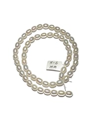 Image 1 of 55pc. WHITE Fresh Water Pearls/5MM X 6MM Natural Fresh Water Pearls/ Oblong Fresh Water Pearl Beads/