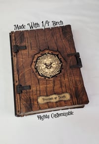 Image 1 of Custom Pirate Keepsake Box – Large Birch Book for DnD, MTG, TCG & RPG Dice and Cards