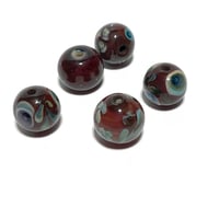 Image 1 of 5PC. ROUND FOCAL BEADS Mixed size and color lamp work bead mix/Hand made lamp work beads CKS2D 