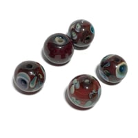 Image 2 of 5PC. ROUND FOCAL BEADS Mixed size and color lamp work bead mix/Hand made lamp work beads CKS2D 