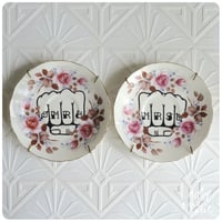 Image 1 of Mr & Mrs Knuckle Tattoo - Hand Painted Vintage Plates