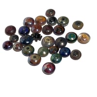Image 1 of 28PC. DISC/SAUCER Mixed size and color lamp work bead lot. Kiln fired  lamp work beads CKS-1H